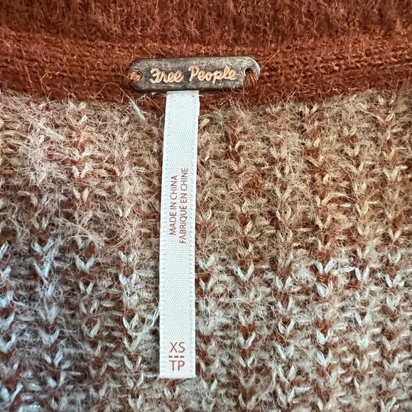 Free People Through The Motions Brown Striped Vest Sweater Size XS - Picture 5 of 8